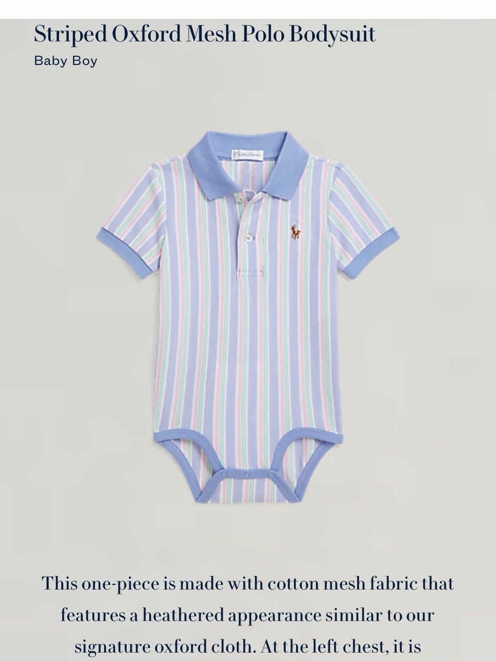 Ralph Lauren Pastel Striped Polo Baby Bodysuit
